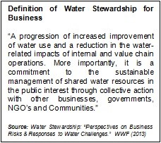 WWF Definition for Water Stewardship